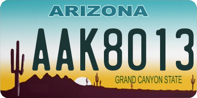 AZ license plate AAK8013