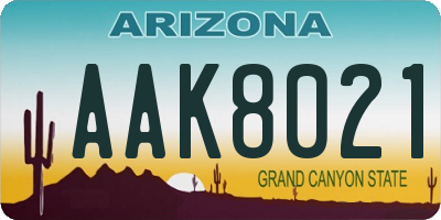 AZ license plate AAK8021