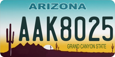 AZ license plate AAK8025