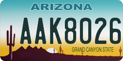 AZ license plate AAK8026