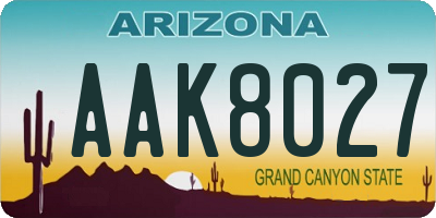 AZ license plate AAK8027