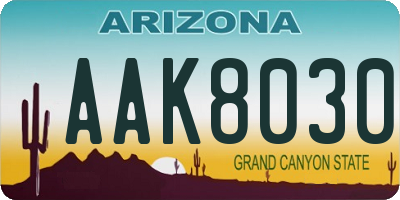 AZ license plate AAK8030