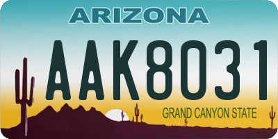 AZ license plate AAK8031