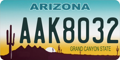 AZ license plate AAK8032