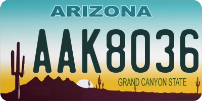 AZ license plate AAK8036