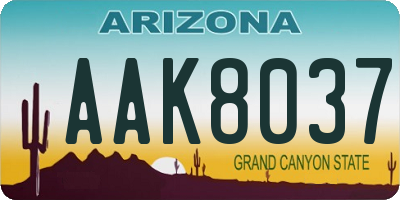 AZ license plate AAK8037
