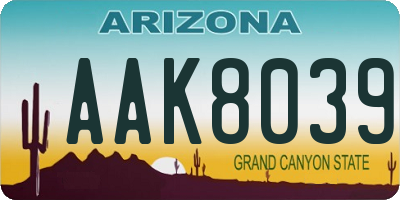 AZ license plate AAK8039