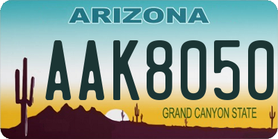 AZ license plate AAK8050