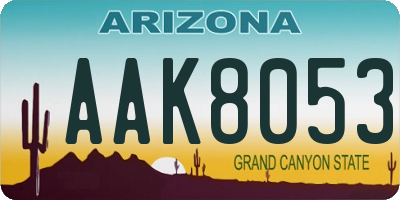 AZ license plate AAK8053