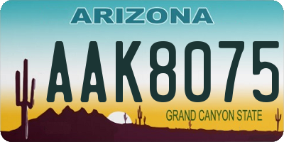 AZ license plate AAK8075