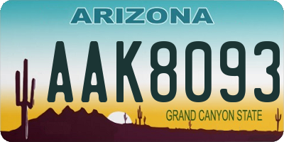 AZ license plate AAK8093