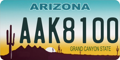 AZ license plate AAK8100