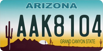 AZ license plate AAK8104