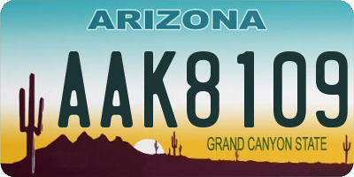 AZ license plate AAK8109