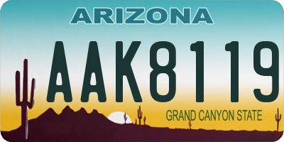 AZ license plate AAK8119