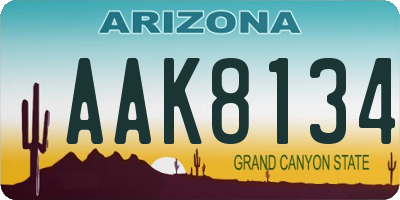 AZ license plate AAK8134