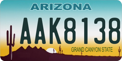 AZ license plate AAK8138