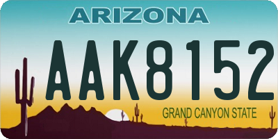 AZ license plate AAK8152