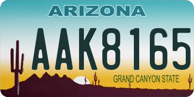 AZ license plate AAK8165