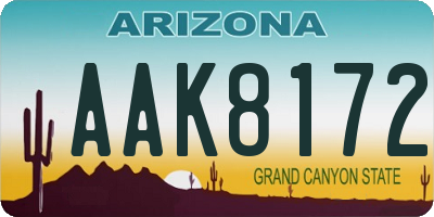 AZ license plate AAK8172