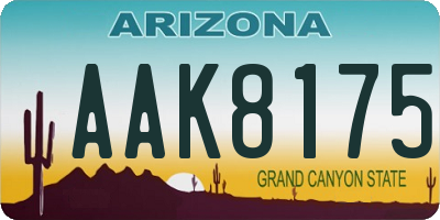 AZ license plate AAK8175