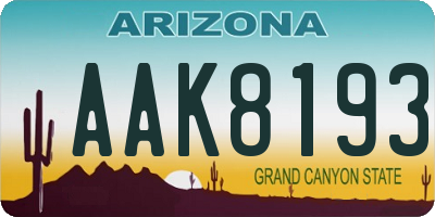 AZ license plate AAK8193