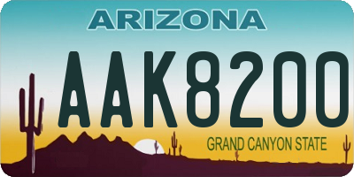 AZ license plate AAK8200
