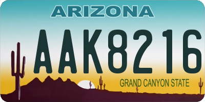 AZ license plate AAK8216