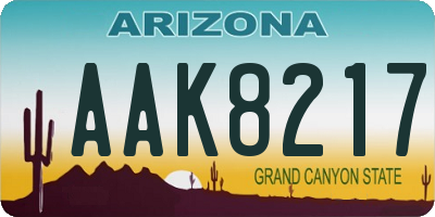 AZ license plate AAK8217