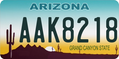 AZ license plate AAK8218