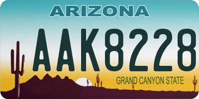 AZ license plate AAK8228