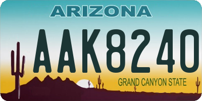 AZ license plate AAK8240