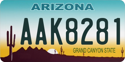 AZ license plate AAK8281