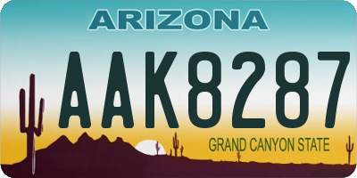 AZ license plate AAK8287