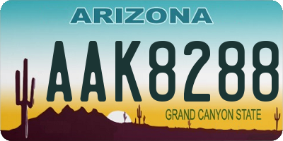 AZ license plate AAK8288