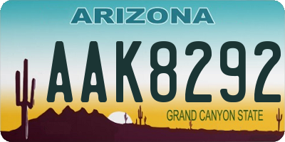 AZ license plate AAK8292