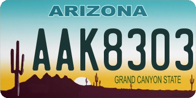 AZ license plate AAK8303