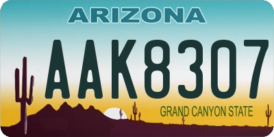 AZ license plate AAK8307