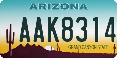 AZ license plate AAK8314