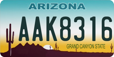 AZ license plate AAK8316