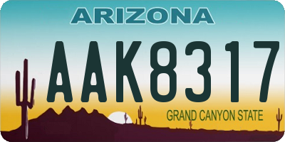 AZ license plate AAK8317