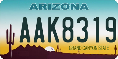 AZ license plate AAK8319