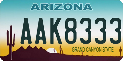 AZ license plate AAK8333