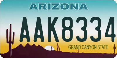 AZ license plate AAK8334