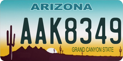 AZ license plate AAK8349