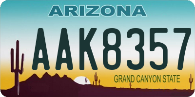 AZ license plate AAK8357