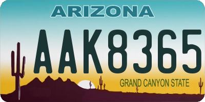 AZ license plate AAK8365