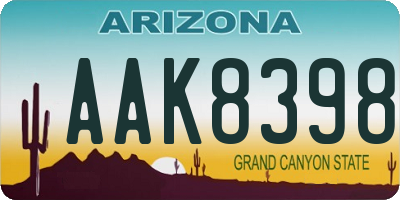 AZ license plate AAK8398