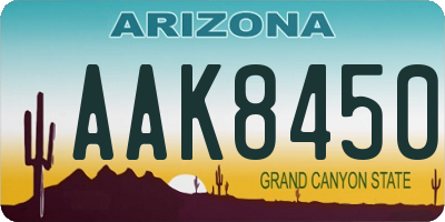 AZ license plate AAK8450