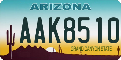 AZ license plate AAK8510